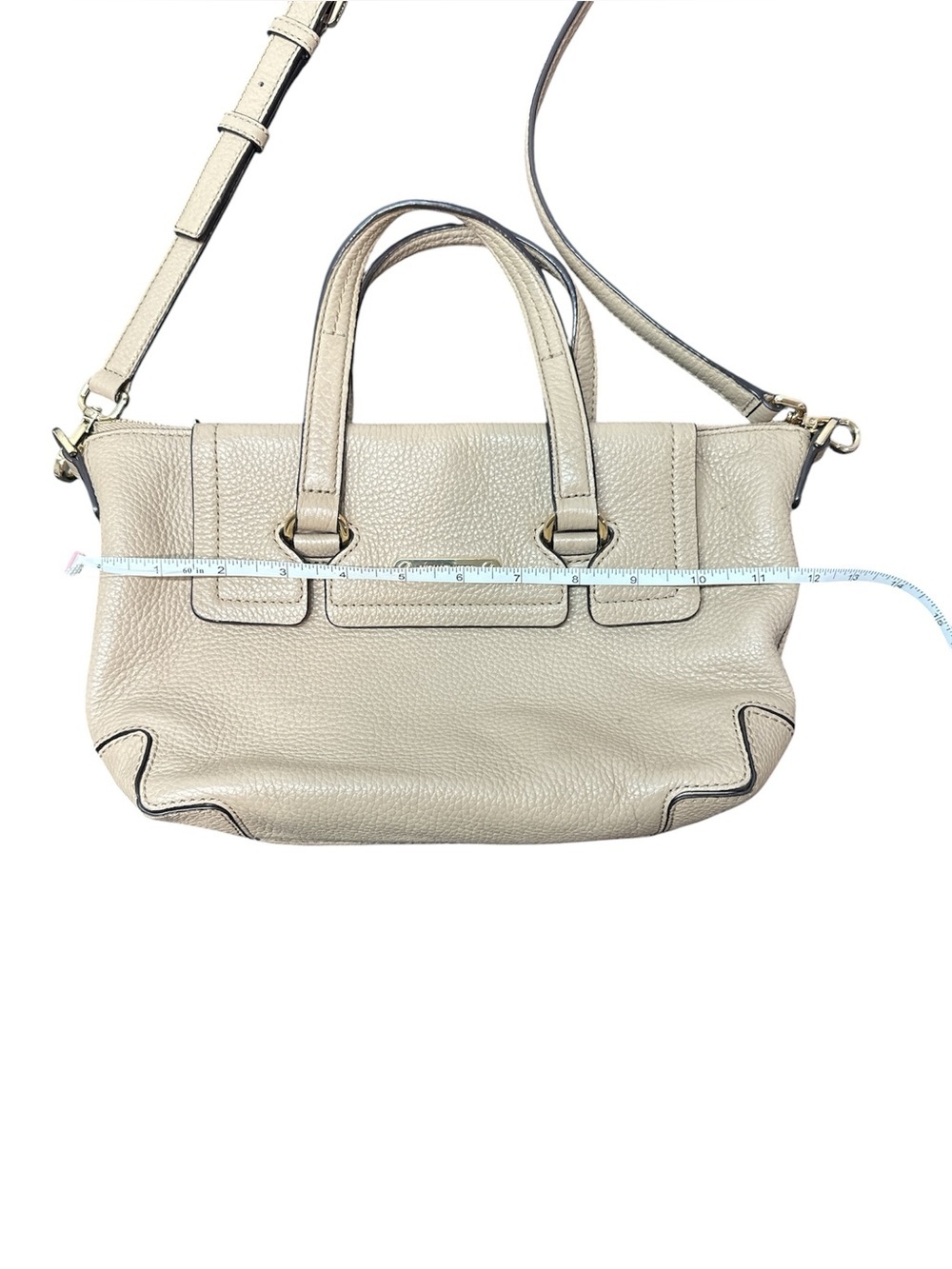 Michael Kors Bag Leather Mackenzie Beige Satchel Crossbody Shoulder Purse MK - Picture 9 of 10